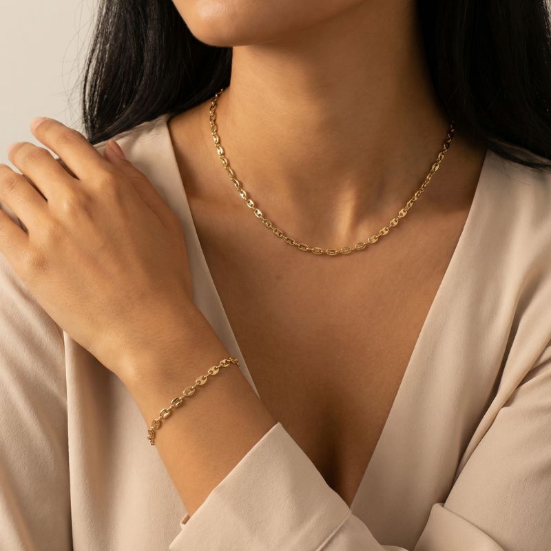 Combo Grano de café Mujer Cadena + Pulsera