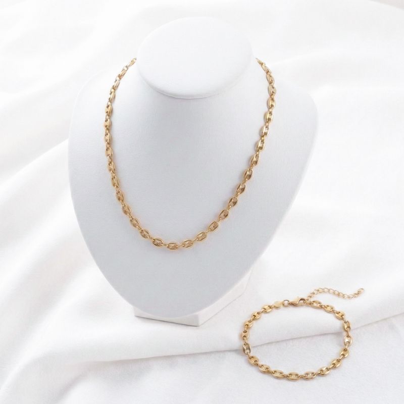 Combo Grano de café Mujer Cadena + Pulsera