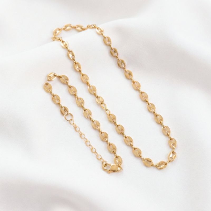Combo Grano de café Mujer Cadena + Pulsera